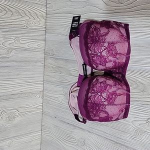 Torrid Lightly Lined Full Coverage Balconette Bra, Plum Lace, Size 40B, NWT